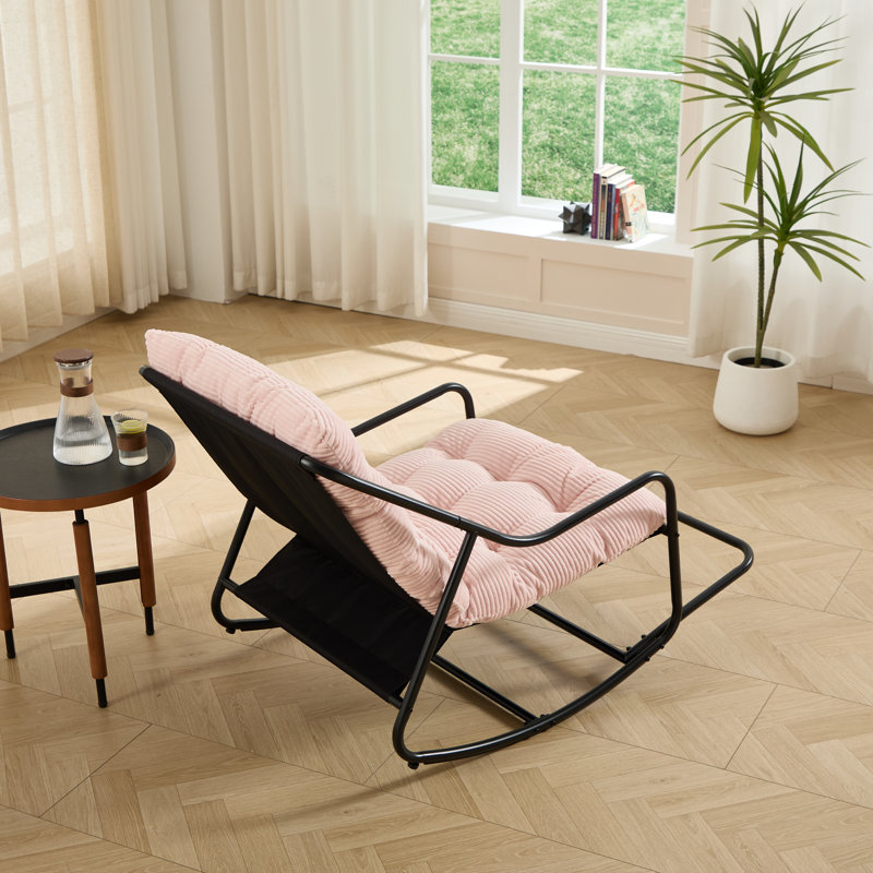 Chaise berçante d'extérieur, coussin confortable, Pink, Black