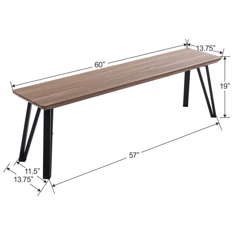 Laibaa Bench, Walnut/Black