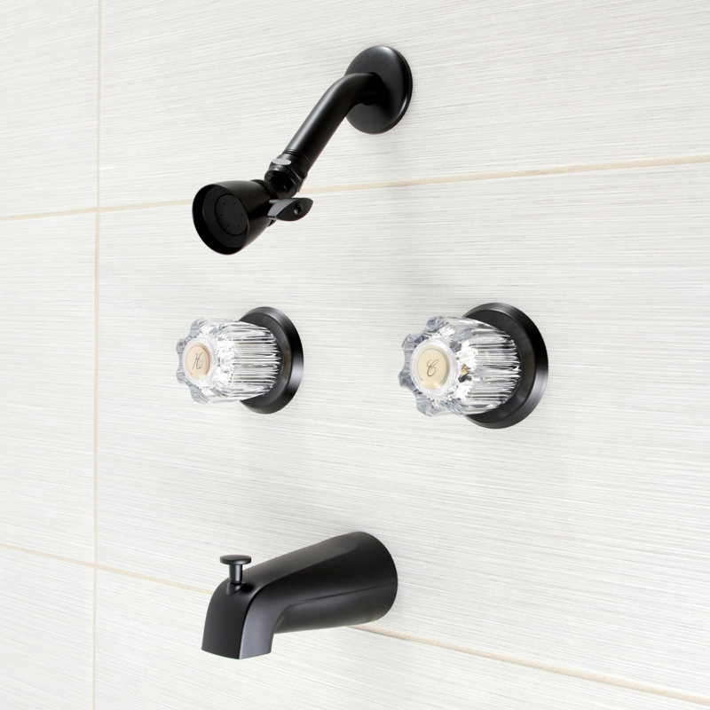Kingston Brass Americana Double-Handle Tub and Shower Faucet, Matte Black