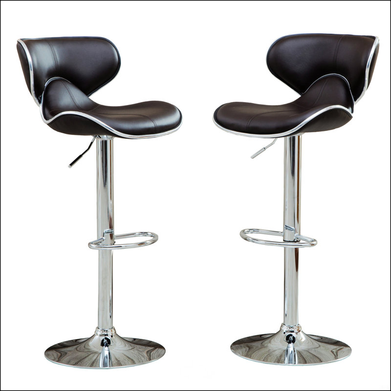 Tabouret de bar pivotant réglable avec base chromée, Brun foncé