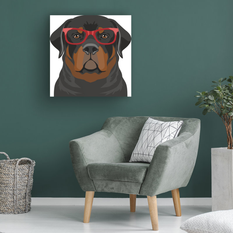 «Fottaby Affiliates», art rottweiler portant des lunettes de hipster 1, H 35 po x l 35 po x P 2 po