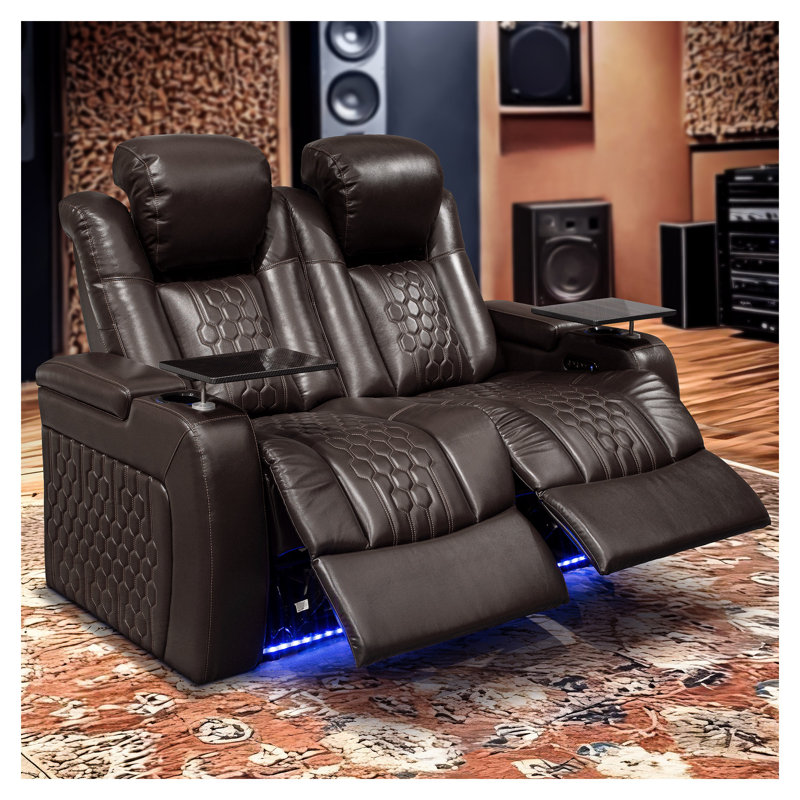 Fauteuil inclinable surdimensionné en cuir véritable avec technologie Comfort-Matrix, brun café, Cuir véritable noir