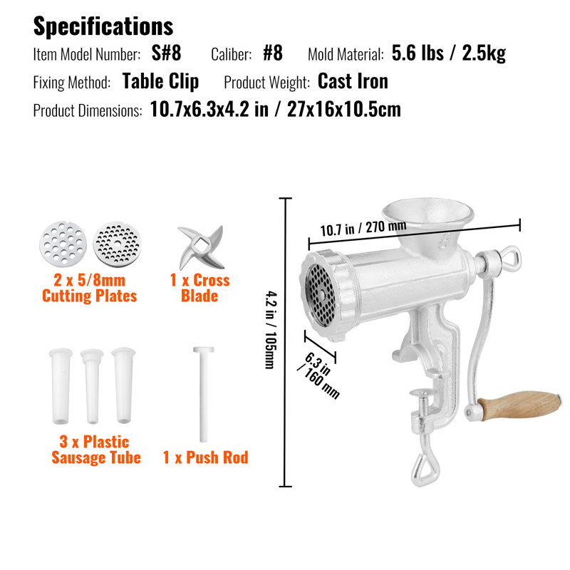 VEVOR Steel Metal Manual Meat Grinder