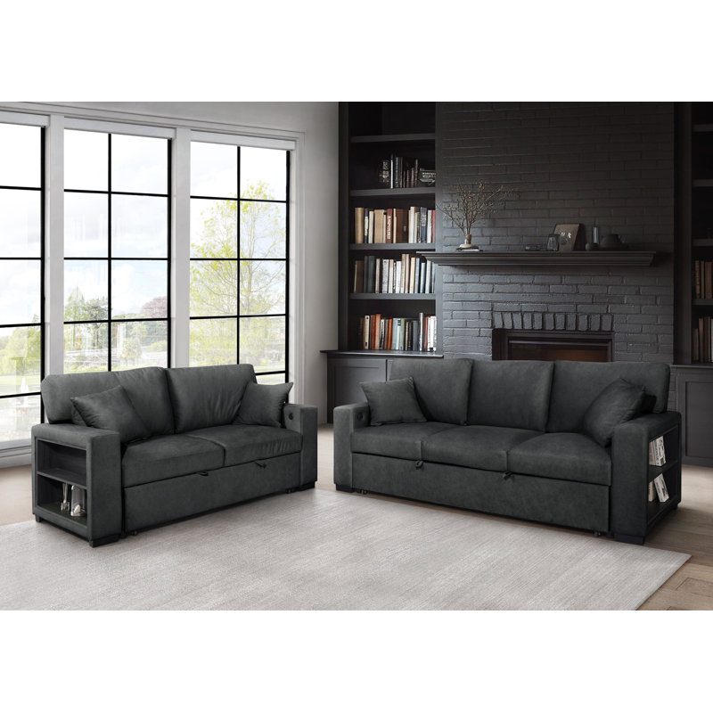 Lit escamotable 2 pièces Bertha noir, Noir
