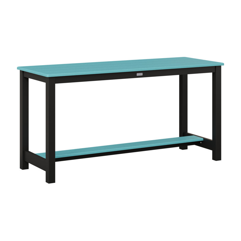 Balcony Outdoor Rectangle Dining Table, Matte Black, Aruba Blue
