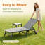 Chaise longue de patio de 76,77 po avec roulettes - Chaise réglable pour piscine, plage ou terrasse-129992722