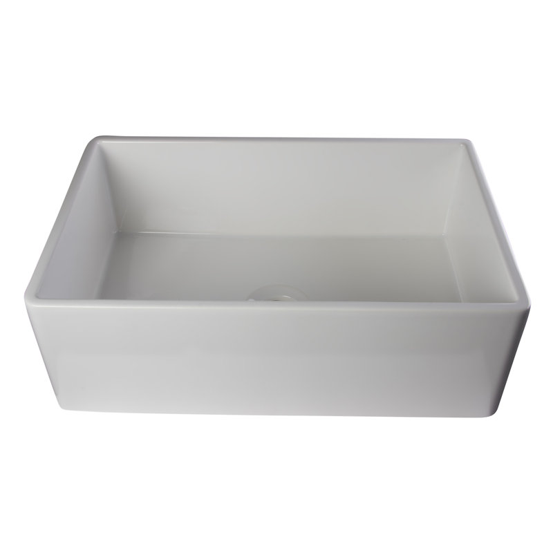 29.88'' L Single Bowl Fireclay Kitchen Sink, White