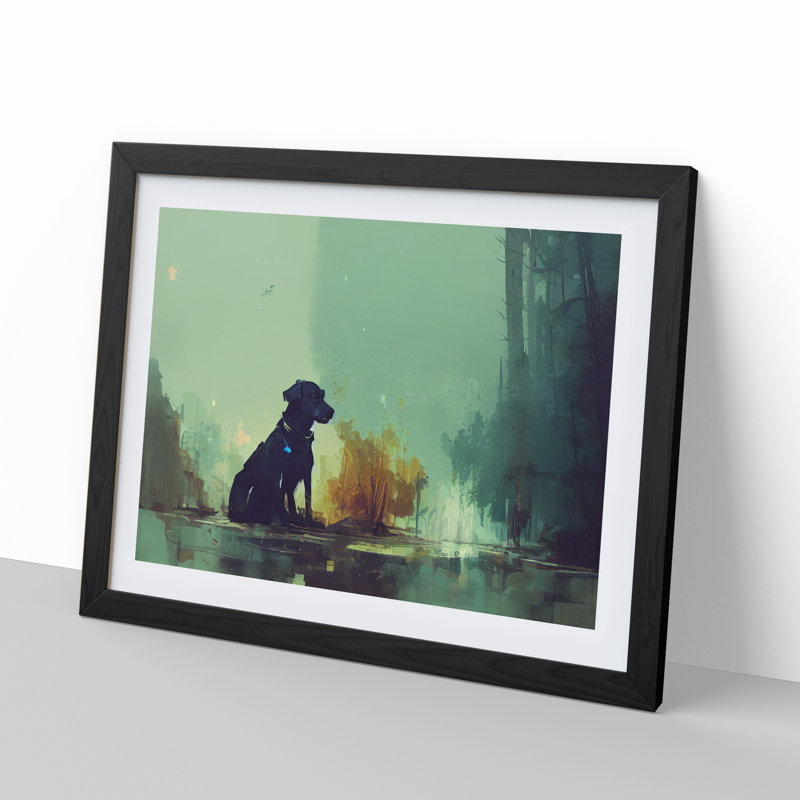 Dog Vol.4 Abstract - Single Picture Frame Print, 25cm H x 34cm W, Black