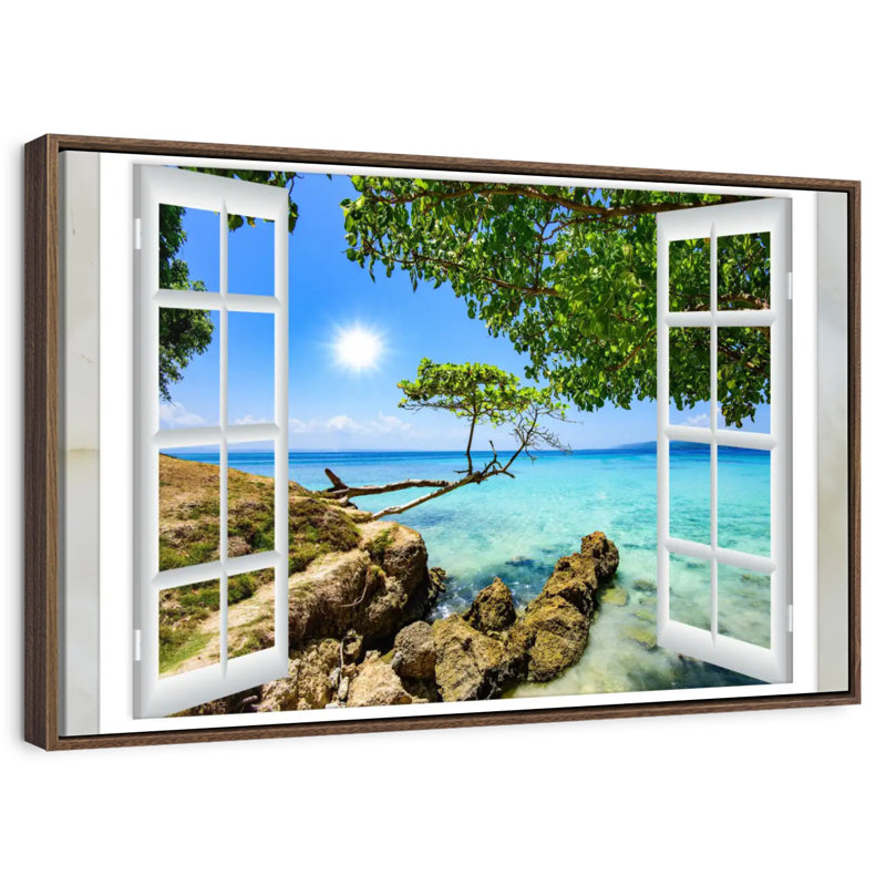 Window View, Floating Frame Walnut, 43" X 29"