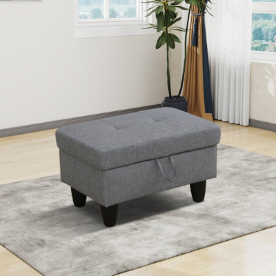 Flannel Storage Ottoman Living Room