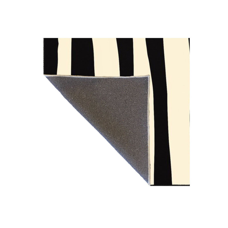 Tapis noir lavable à motif tissé moderne, Sous-tapis rectangulaire de 3 pi 3 po x 4 pi 11 po