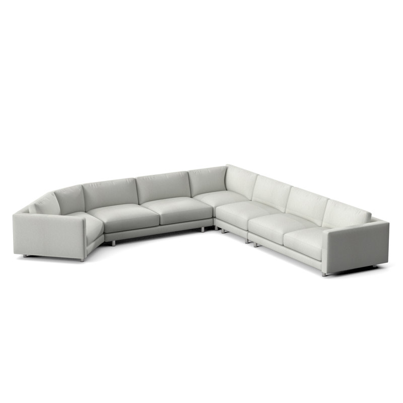 Avanni Patio Sectional with Sunbrella Cushions, Silver, Light Grey Vinyl 6503-010