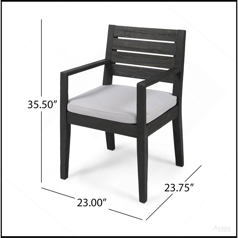 Ensemble de 2 chaises d'extérieur gris foncé avec coussin gris clair