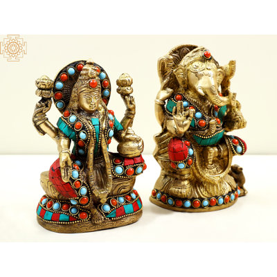 Décoration intérieure 6 "avec seigneurs Ganesha et déesse Lakshmi