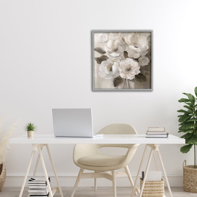 Ivory Flower Bushel Framed Giclee, design by Nan