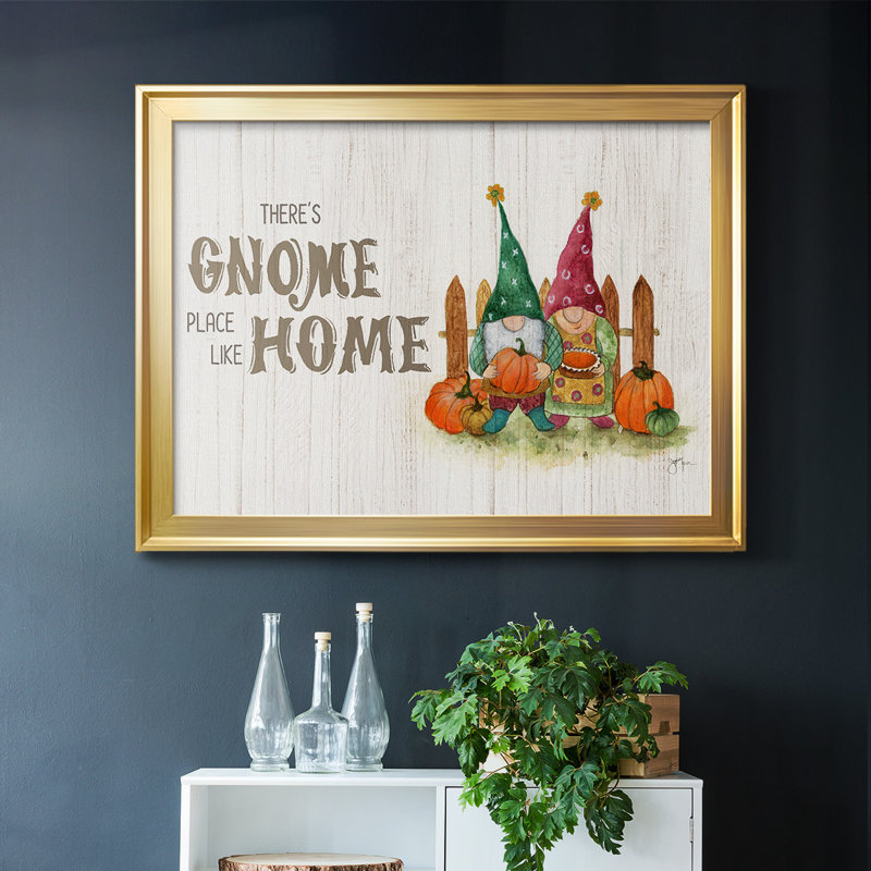 «Gnome Place Like Home», toile tendue avec châssis, Toile avec cadre flottant noir, H 26 po x l 38 po x P 1,5 po