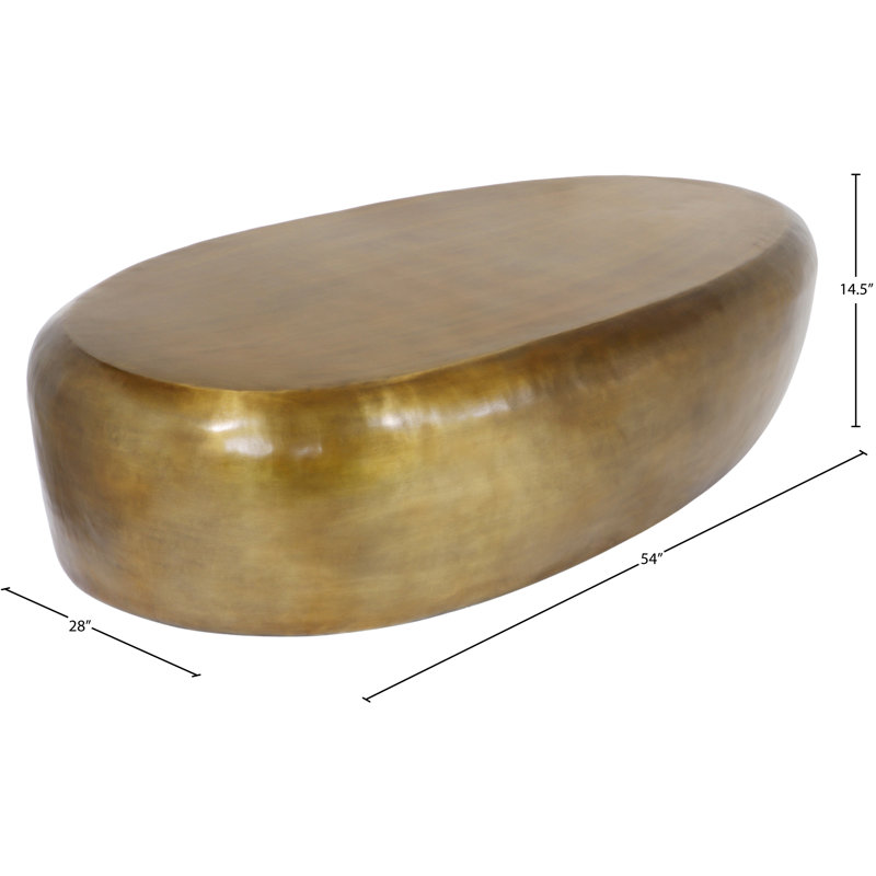 Keelby Aluminum Coffee Table, 14.5" H x 54" L x 28" W, Gold