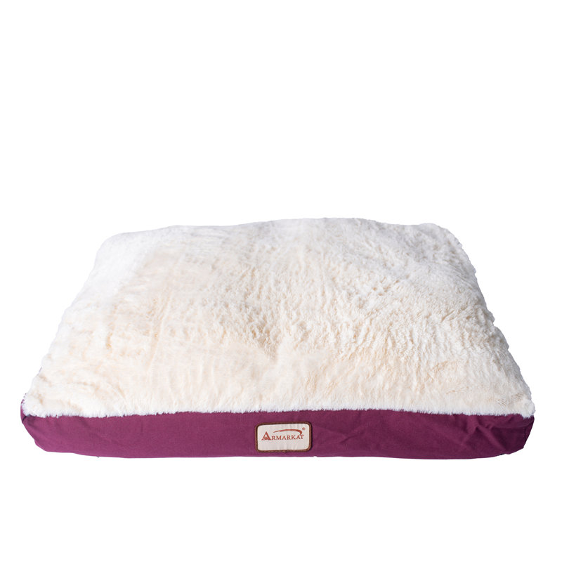 Extra Large Burgundy and Ivory Orthopedic Canvas Pet Bed