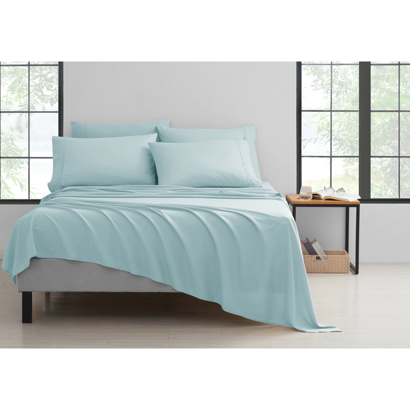 Bibb Home Bamboo 1800 Thread Count Deep Pocket Sheet Set, Aqua, Twin XL Sheet Set with 2 Pillowcases