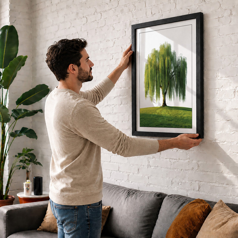 Weeping Willow Botanical - Framed Print, A4 - 29.7 x 21.0 cm, White