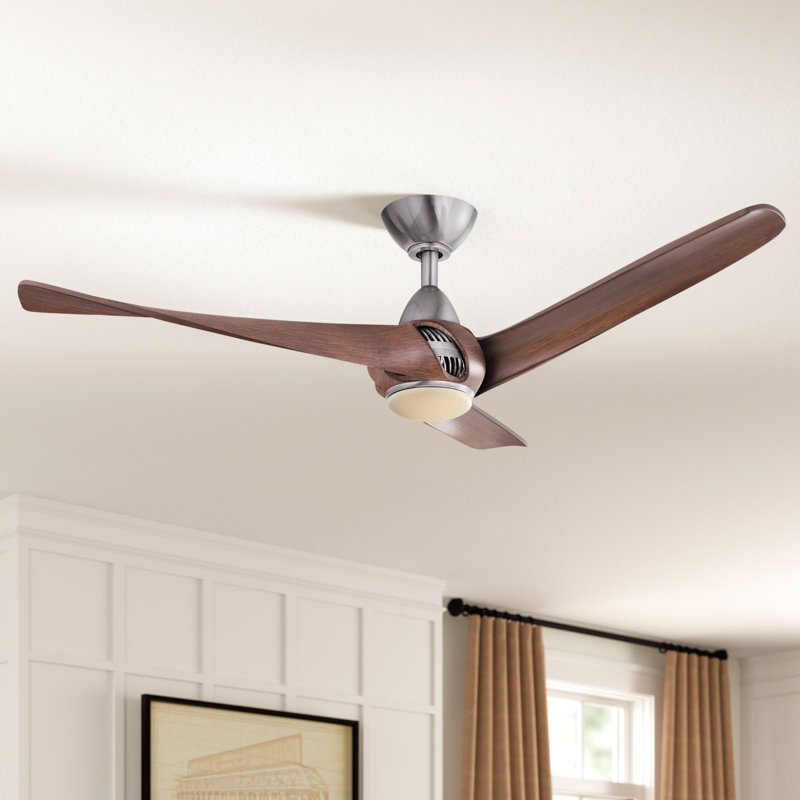 Cairo 52'' Ceiling Fan with LED Lights, Nickel/Walnut