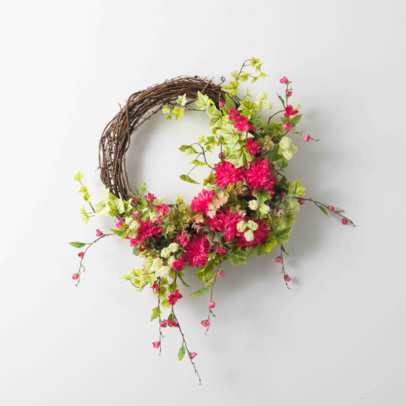 Handcrafted Faux Dahlia 28'' Wreath