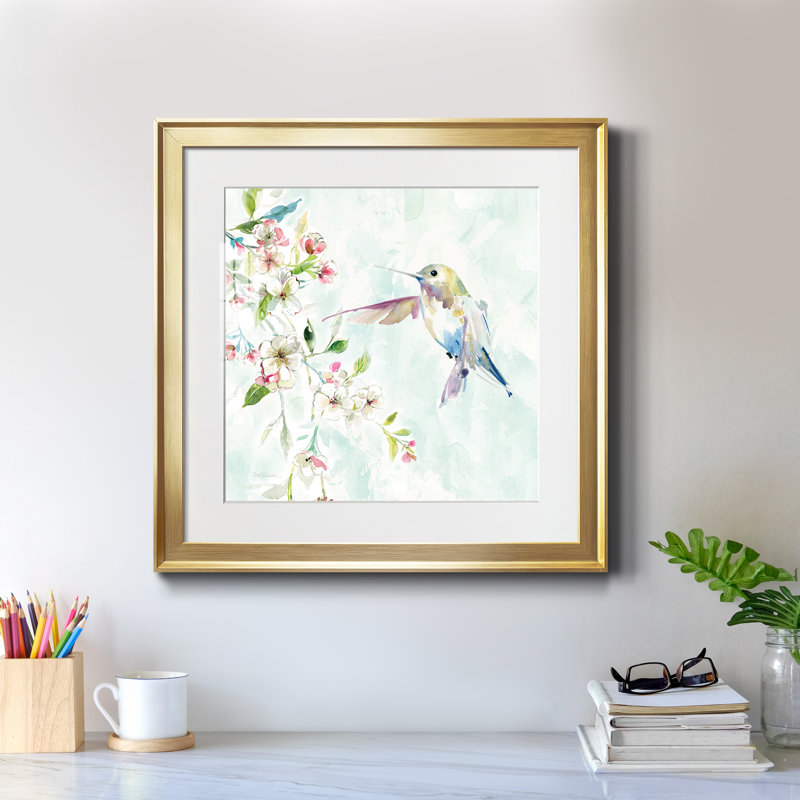 Colibri IV - Cadre photo, reproduction d'art sur papier, Papier encadré doré, H 26,5 po x l 26,5 po x P 1,5 po
