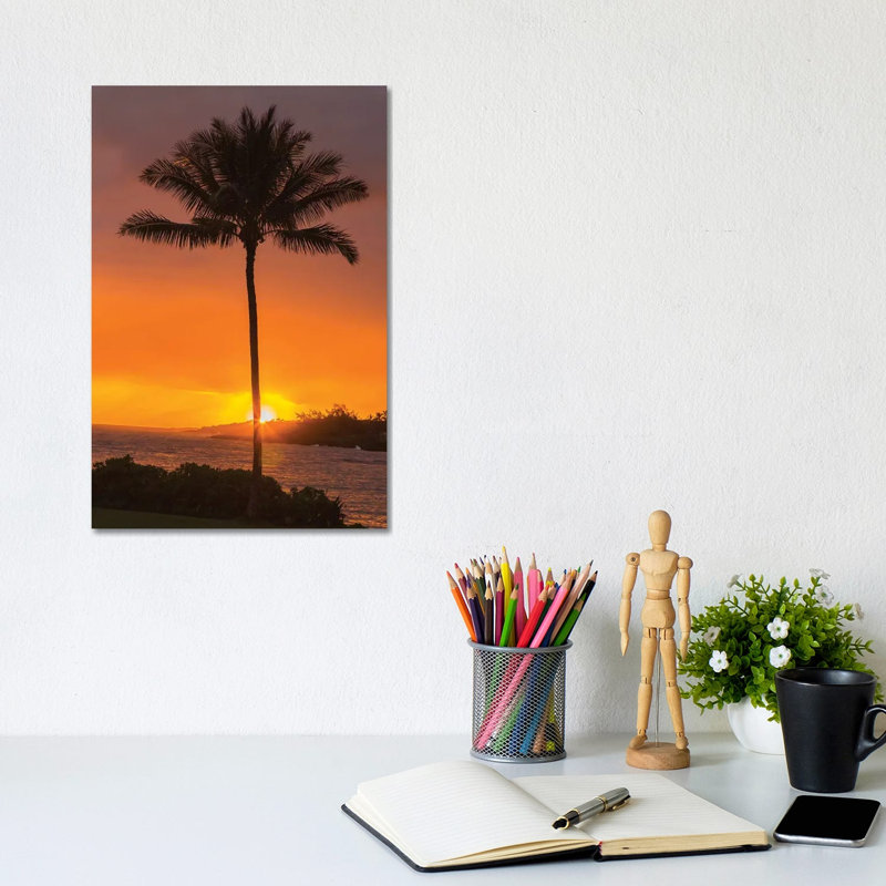 USA, Hawaii, Kauai, Lawai. Palm Tree At Sunset. by Jaynes Gallery - Wrapped Canvas Print, 30.48cm H x 20.32cm W