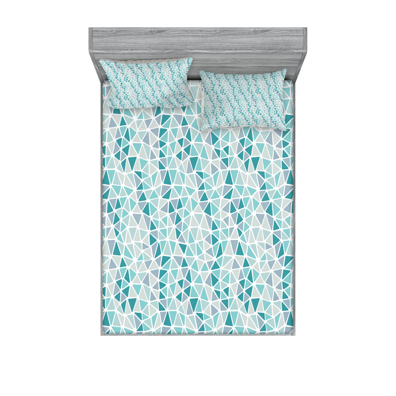 Drap-housse et coussin décoratif bleu sarcelle Ambesonne, Ensemble de draps pour très grand lit californien