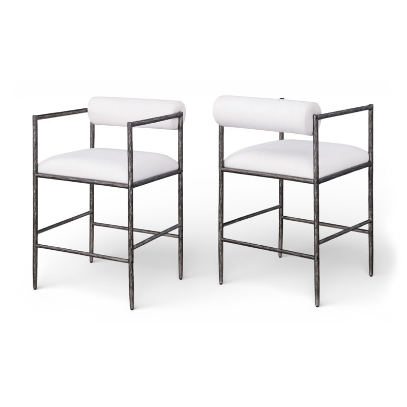 Tabouret de comptoir Axis, Laiton brossé, Beige