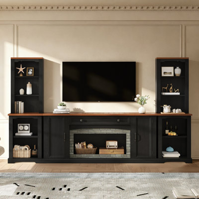 3-Piece TV Stand Set For Tvs Up To 70", Media Console Entertainment Center With Bookshelves, Drawer And Adjustable Shelves