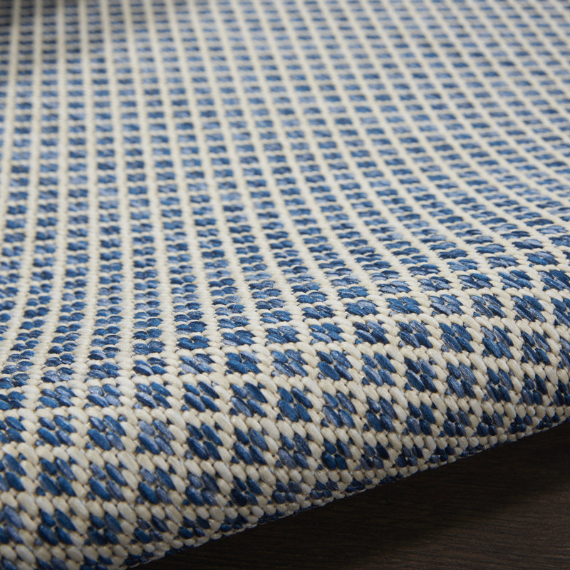 Gabriela Blue/Ivory Indoor/Outdoor Area Rug, Runner 2' x 6'
