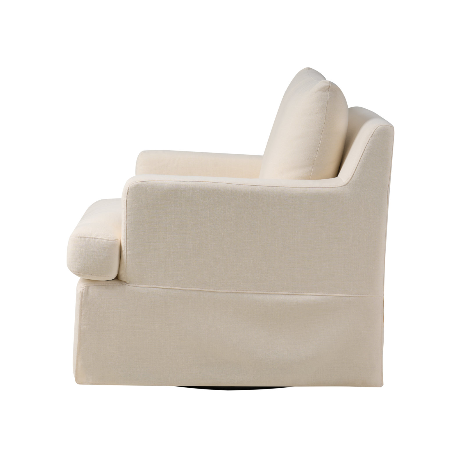 Isadoro 33“ Wide Upholstered Swivel Accent Chair, Cream