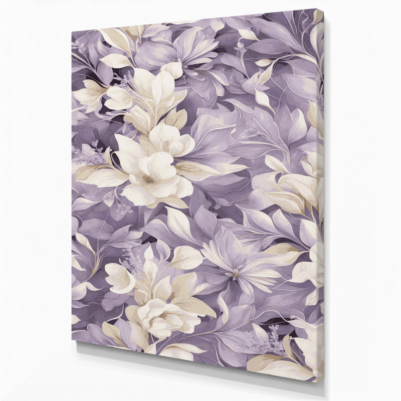 "Abstract Florals 4", art mural sur toile grise, H 36 po x l 24 po