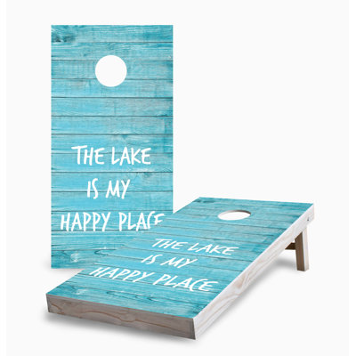 Lake Is My Happy Place 2x4 Cornhole Board Set | Includes (2) Boards (8) Bags & Optional Accessories