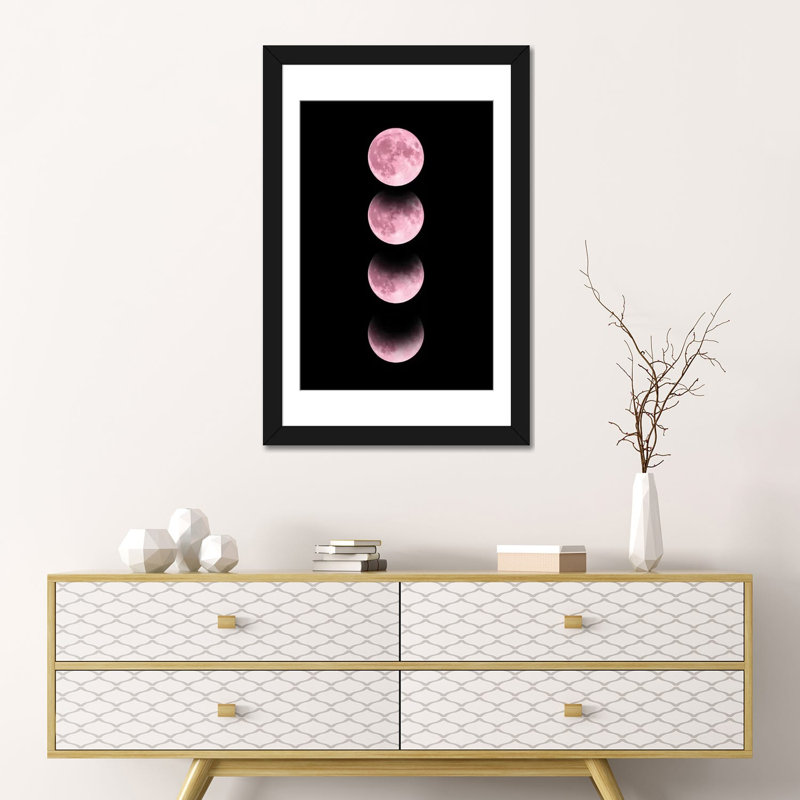 «Pink Moon», impression sur toile, H 24 po x l 16 po x P 1 po, Papier d'art encadré noir, Blanc