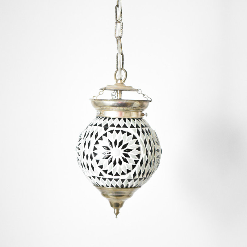 Cerny 1 - Light Chrome Pendant, Black/White