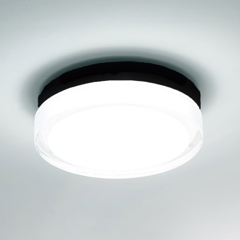 Pi LED Dimmable Round Flush Mount, 3500K, 2.5" H x 8.88" W x 8.88" D, Black