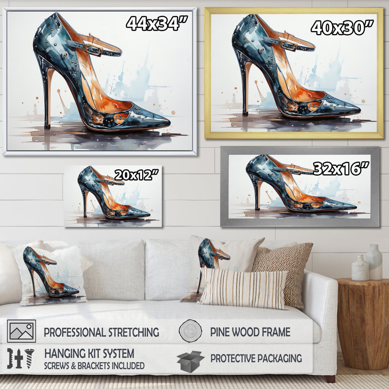 Black Fashion High Heel Power I - Imprimé, H 12 po x l 20 po x P 1 po, Toile tendue