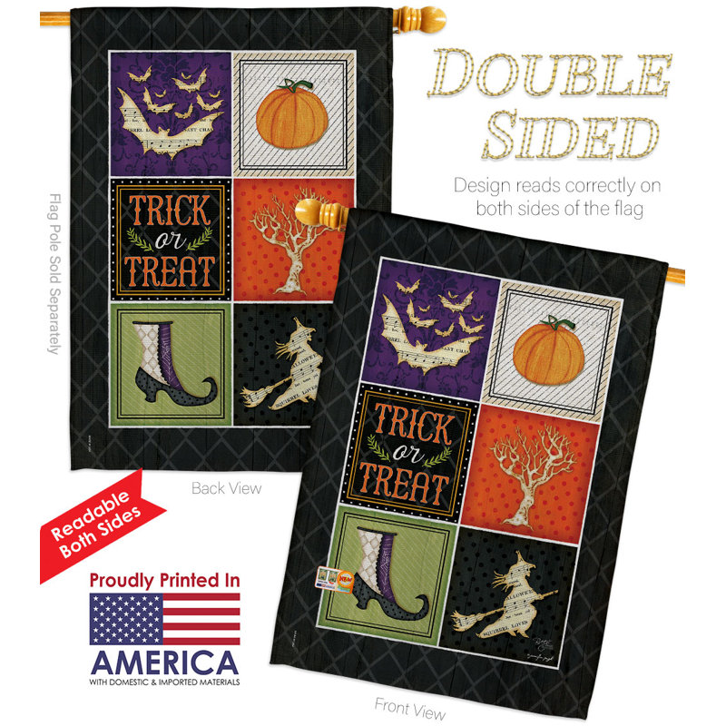 Drapeau de maison en polyester 40 x 28 po Trick or Friate
