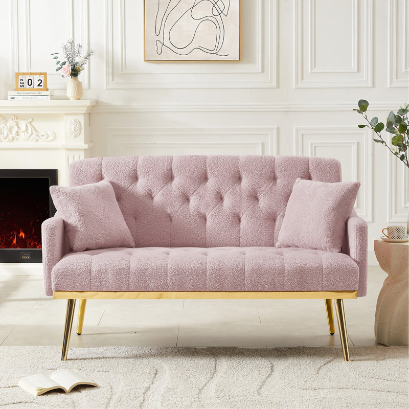 Canapé 2 places Teddy, Mélange de polyester rose