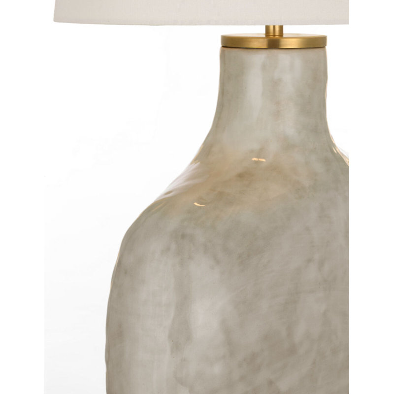 Beton Medium Table Lamp with Linen Shade, Antiqued White