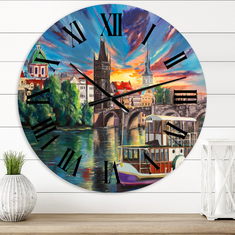 Cityview of Prague By Sunset - Horloge murale pour enfants, Petit