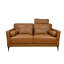 Causeuse en cuir brun clair avec 5 coussins Tussio
