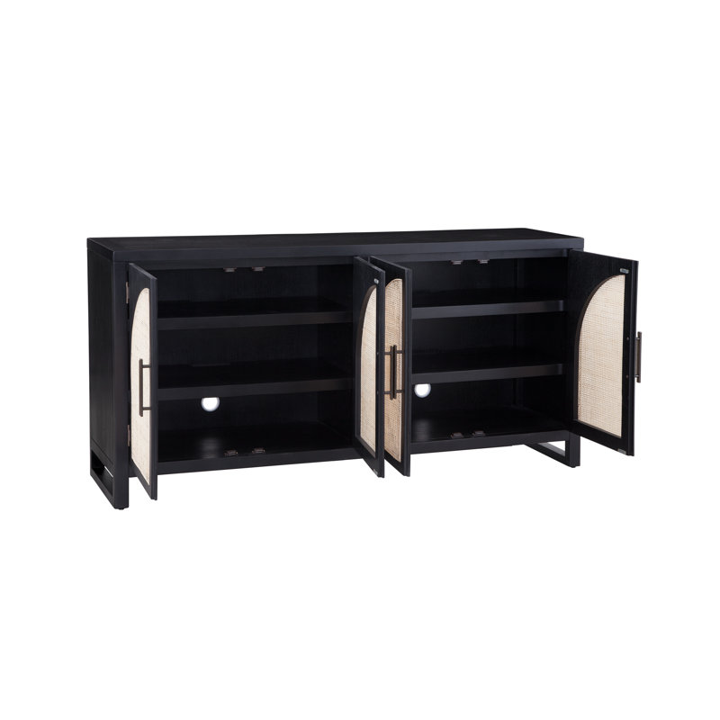 Aki 65'' Black Oak Sideboard with Cane Doors