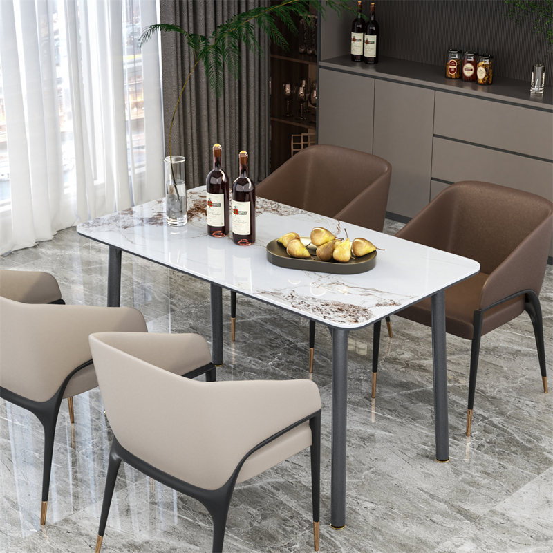 Luxury Rectangle Kitchen Table Sintered Stone Dining Table For 4-6 People