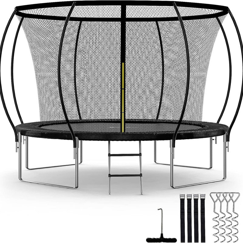 Trampoline récréatif de luxe simple avec filet d'enclos 12 pi, Bleu