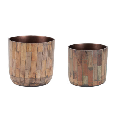 Boîte à fleurs ronde en bois (ensemble de 2)