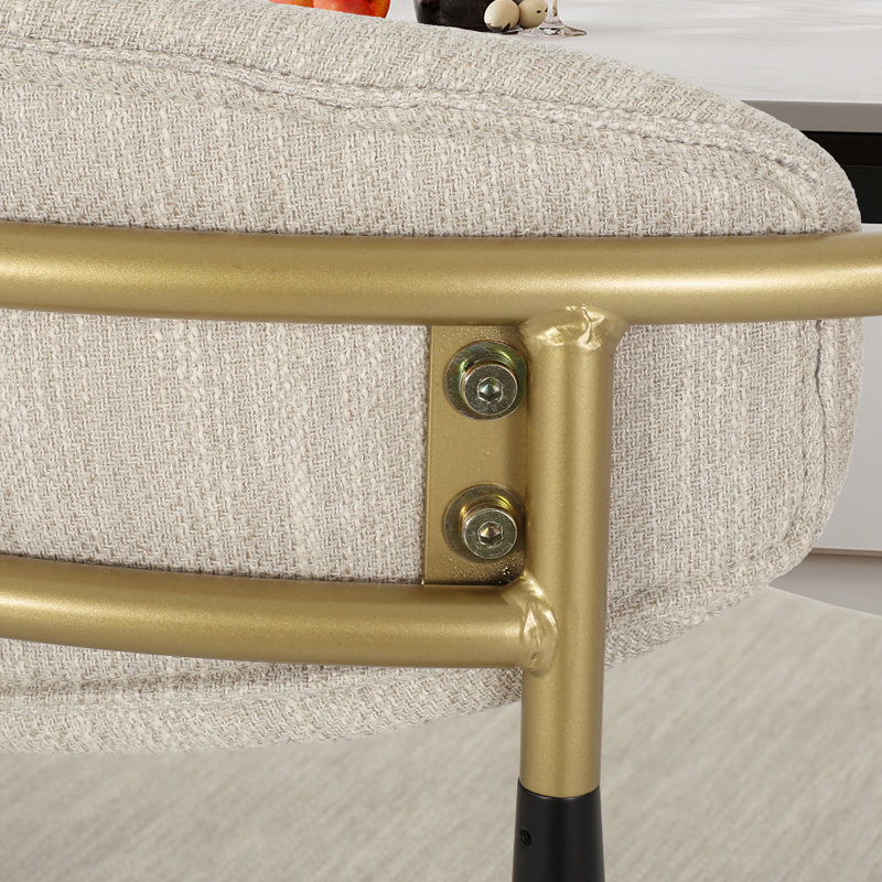 Tabouret de bar 29,73 po avec repose-pieds, Lin - Beige