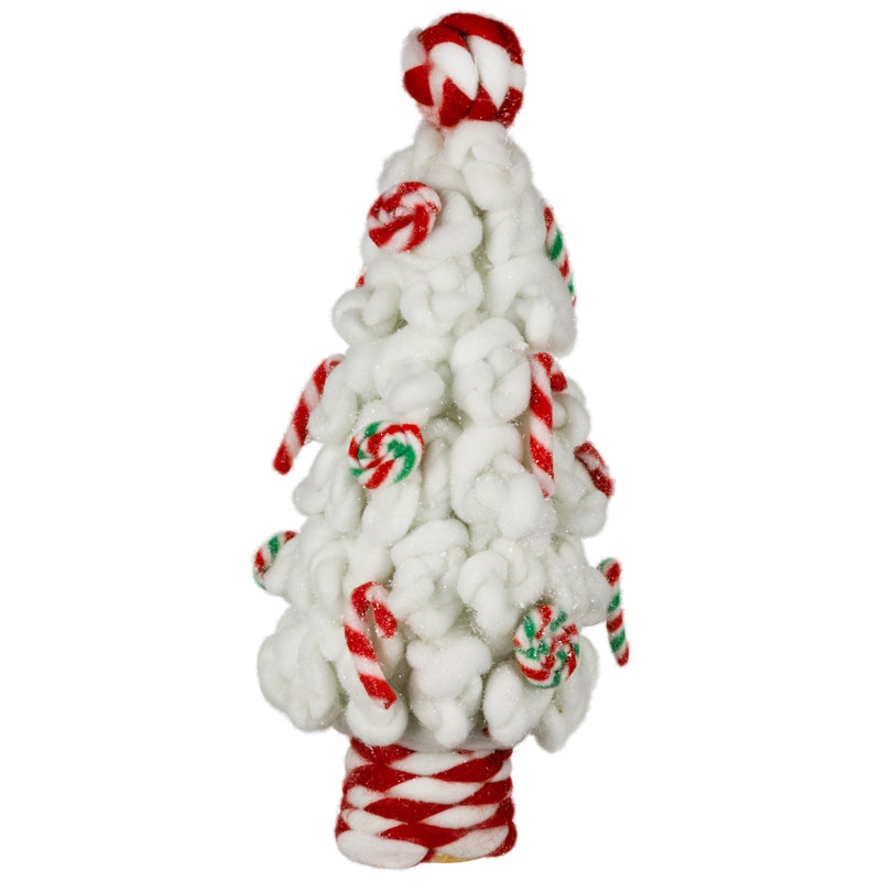 Plush Tree With Peppermint And Candy Canes Christmas Decoration - 16.5"